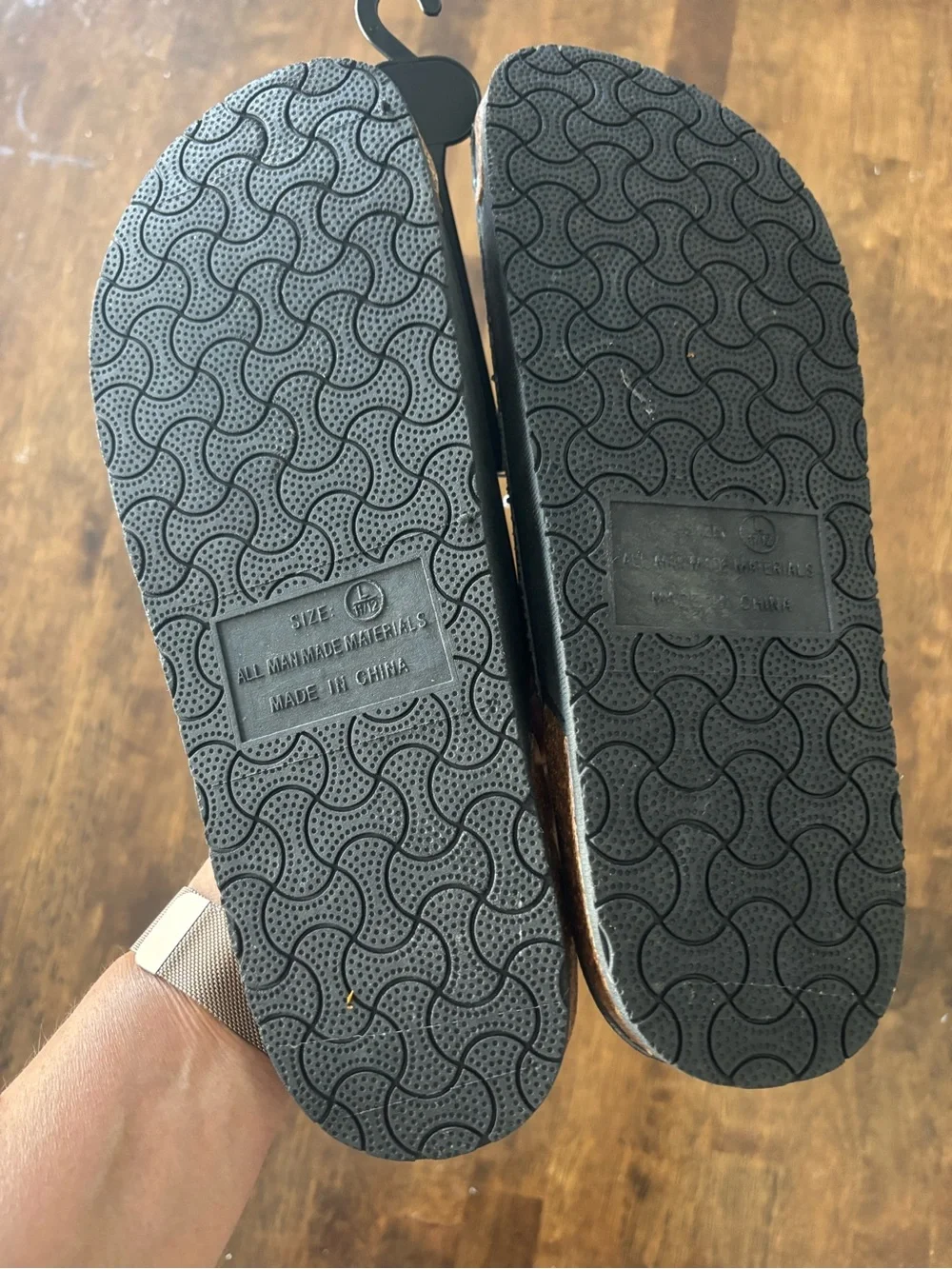 Mission Ridge Men’s Black Double-Buckle Slide Sandals Size 11.5